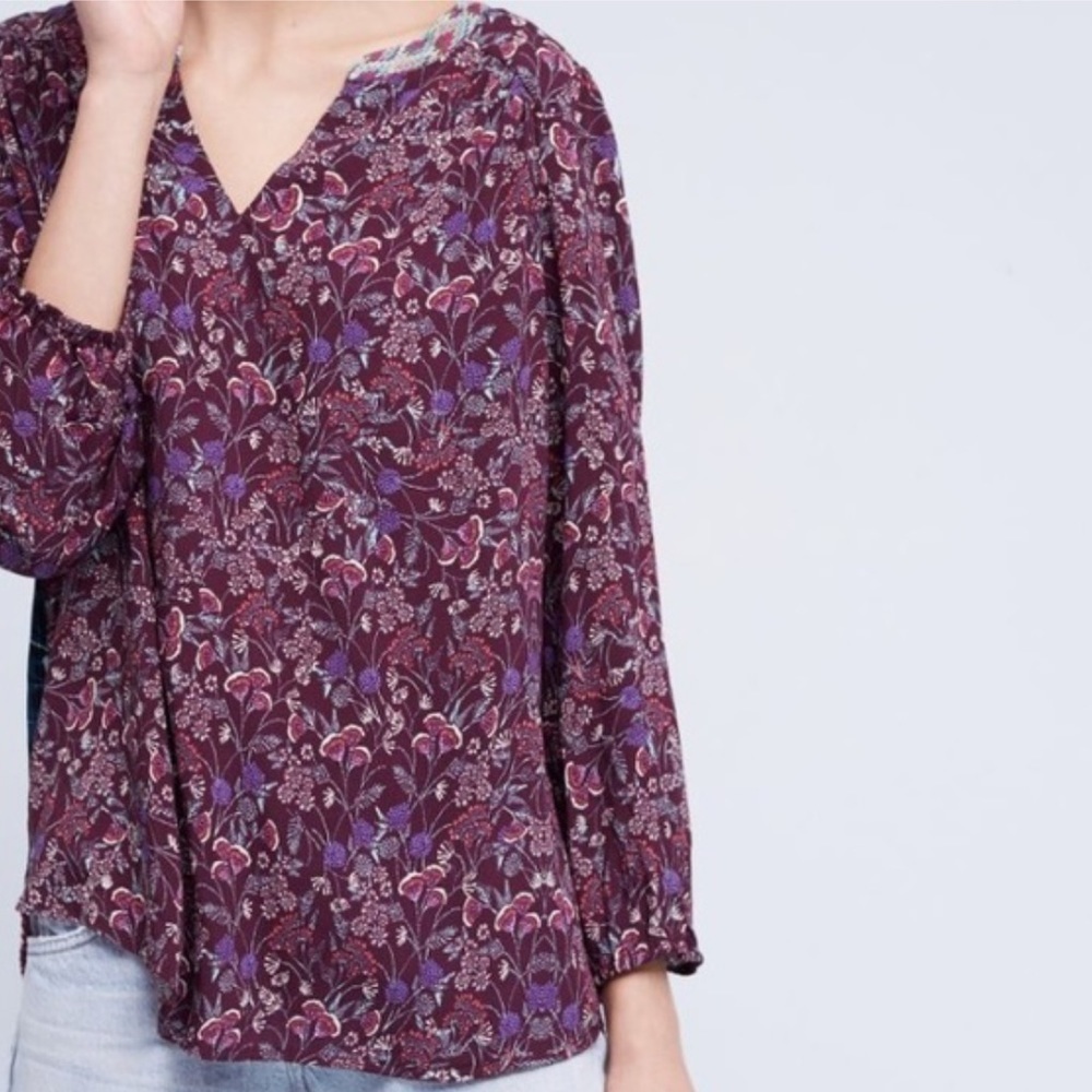 Anthro | One September Caia Floral Blouse